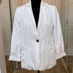 Blossom & Clover 100% Cotton White Blazer Large